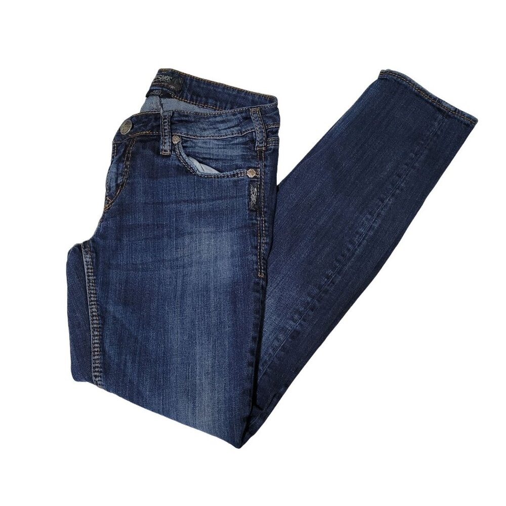 Silver Jeans Aiko Skinny Womens Size 29 X 31 Low Rise Dark Wash Denim Pants